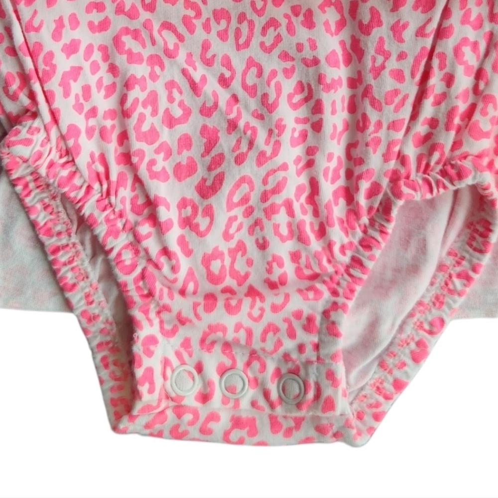 Carter's Baby Girls Pink Leopard Ruffle Bodysuit Dress One Piece Size 6 Months - Picture 8 of 16